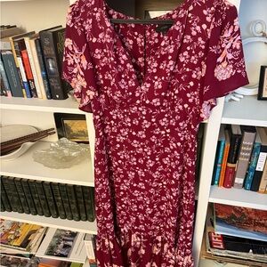 J. Crew Burgundy Floral Midi Dress